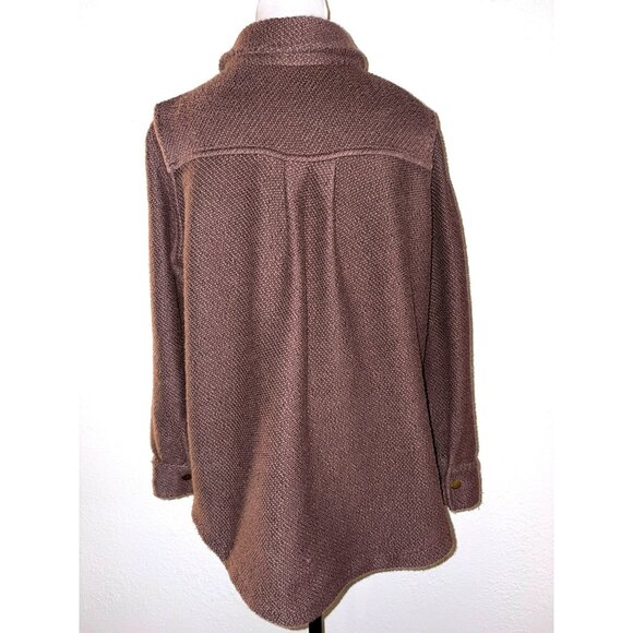 Soft Surroundings Brown Knit Button-Down Snap Closure Shirt Size Petite Medium - Picture 2 of 6